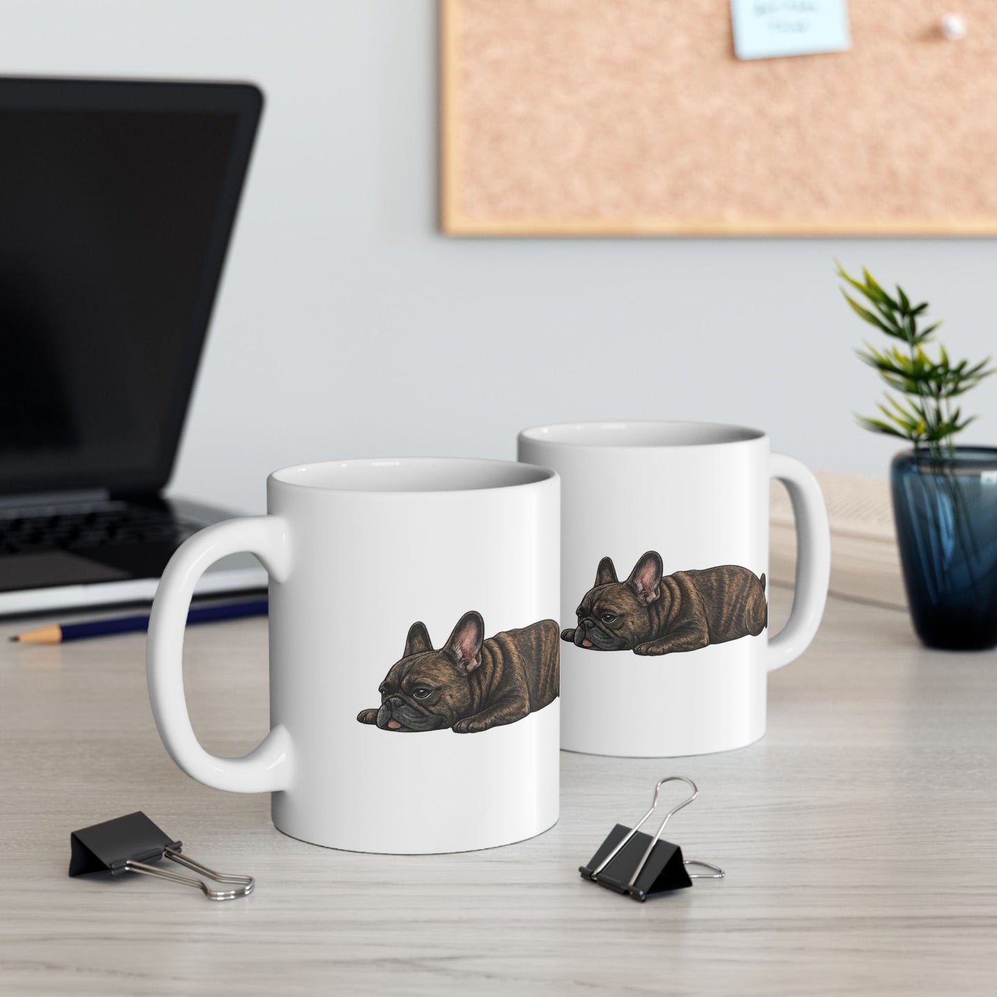 Cute Sleeping Brindle French Bulldog Mug Lazy Frenchie Coffee Cup  French Bulldog Mug (11oz, 15oz)
