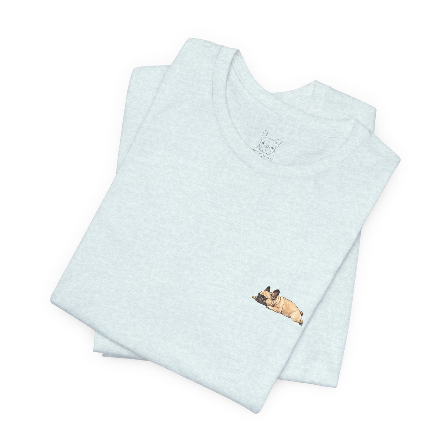 Minimal Fawn Sleeping French Bulldog Pocket Shirt Cute Frenchie Tee | French Bulldog Shirt