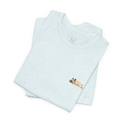 Minimal Fawn Sleeping French Bulldog Pocket Shirt Cute Frenchie Tee | French Bulldog Shirt