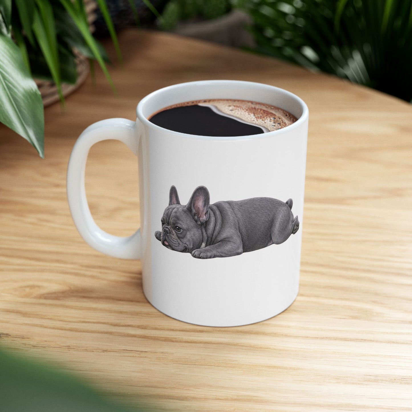 Cute Sleeping Blue French Bulldog Mug Lazy Frenchie Coffee Cup  French Bulldog Mug (11oz, 15oz)