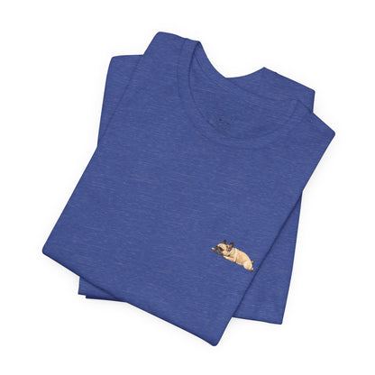 Minimal Fawn Sleeping French Bulldog Pocket Shirt Cute Frenchie Tee | French Bulldog Shirt